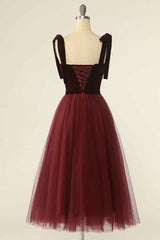 Wine Red Sweetheart Tie-Strap A-Line Short Prom Dress